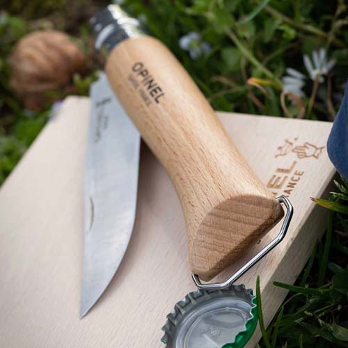Couteau pliant n°10 Tire-Bouchon Décapsuleur - OPINEL manche bois pratique