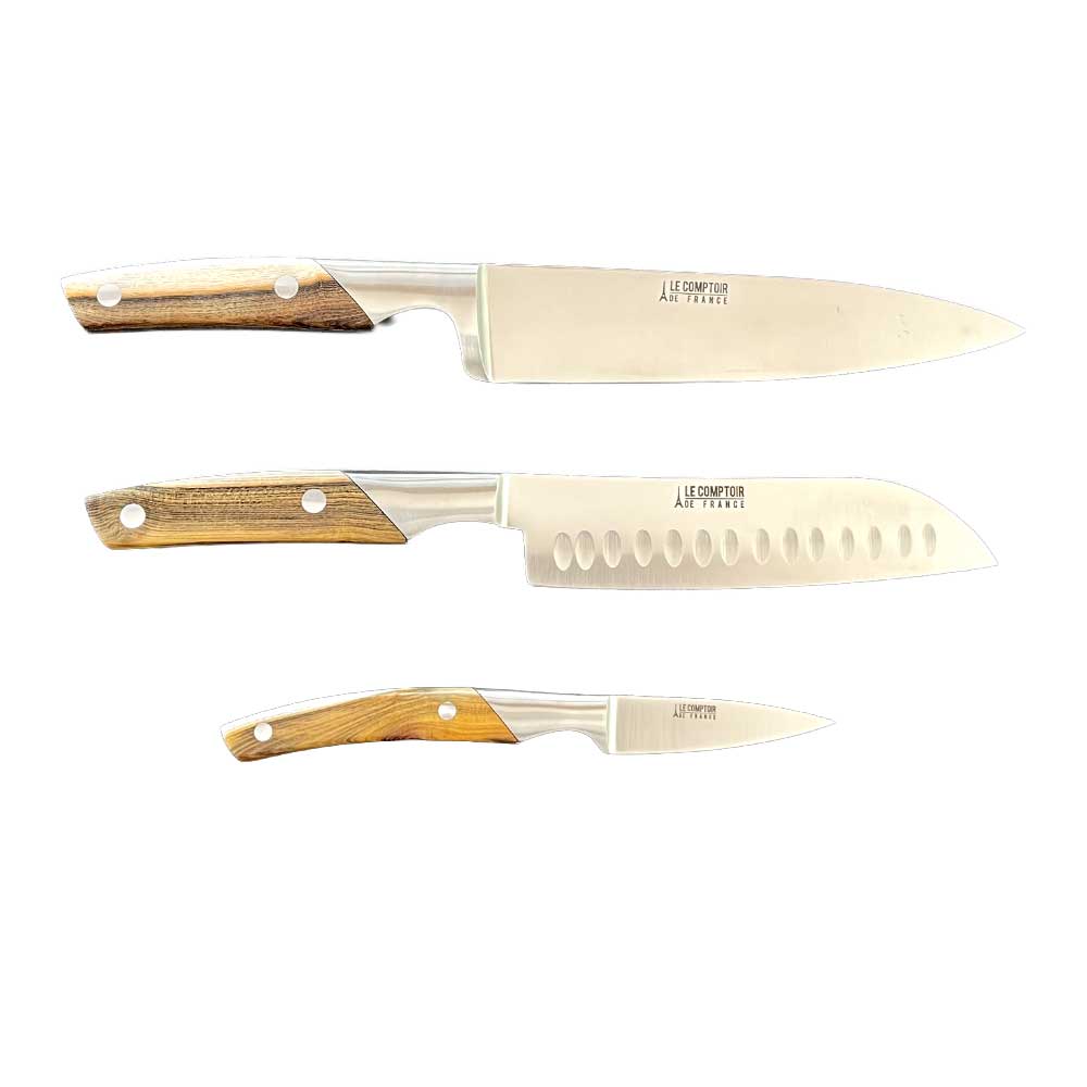 Coffret 3 couteaux de cuisine Le Thiers Pistachier - GOYON-CHAZEAU - uniques