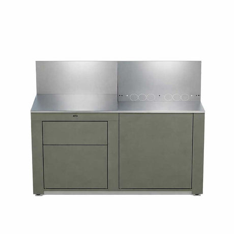 Cuisine 2 Modules Tiroirs + Plancha Vert Sauge - ENO