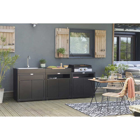 Cuisine 3 Eléments sans Crédence Noir - LE MARQUIER en promo