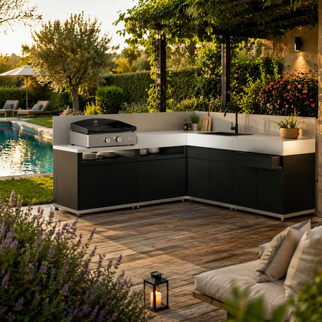 Cuisine d'Angle 5 Eléments avec Crédence Duo - LE MARQUIER en promotion