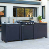 Cuisine CLASSIC 3 Modules Bleu Navy - ENO plancha plan de travail évier