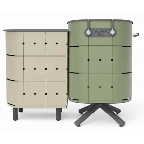 Cuisine Duo MARCEL Charbon + meuble JEAN - ALUVY champagne + kaki