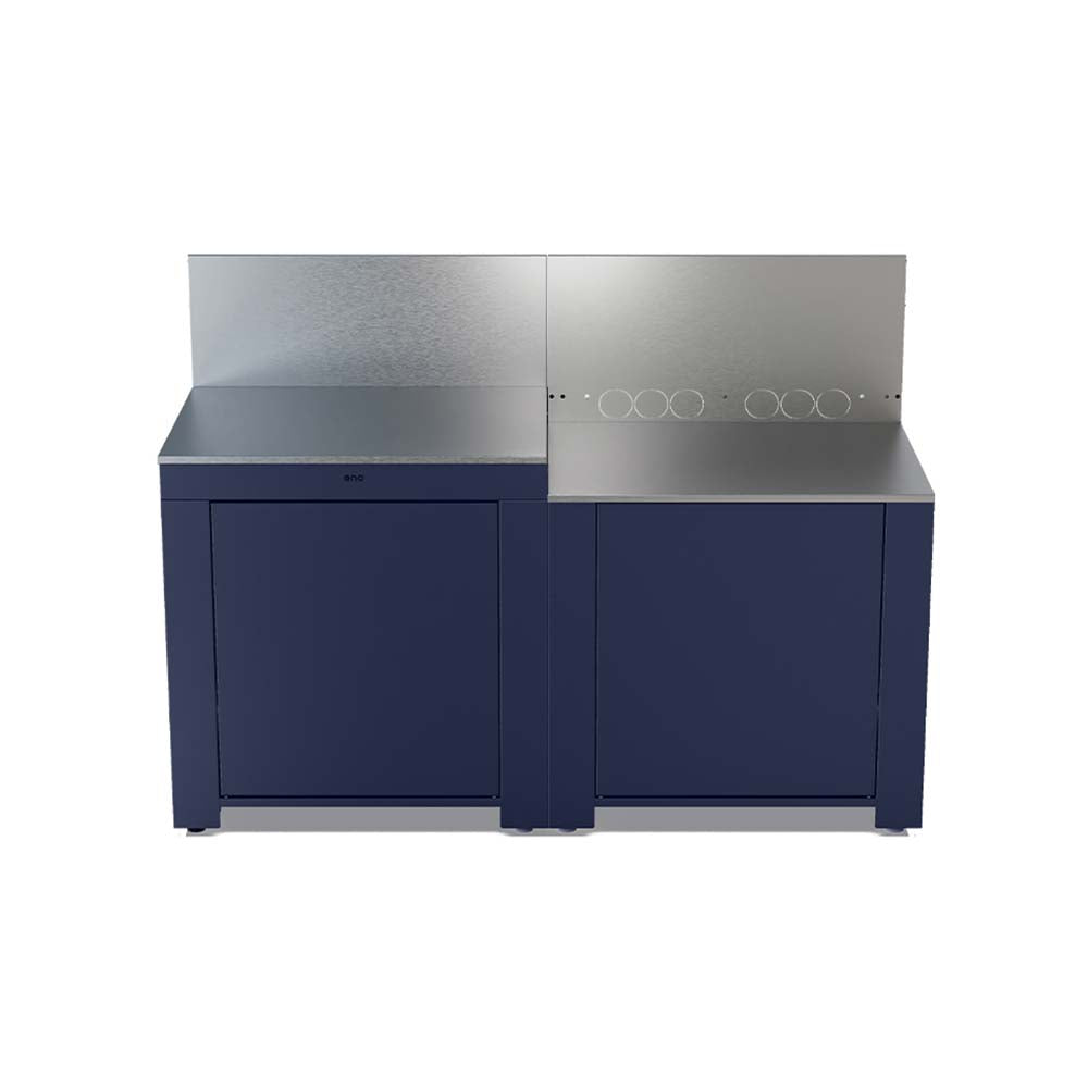 Cuisine Essential 2 Modules Bleu Navy - ENO inox et acier robuste résistante