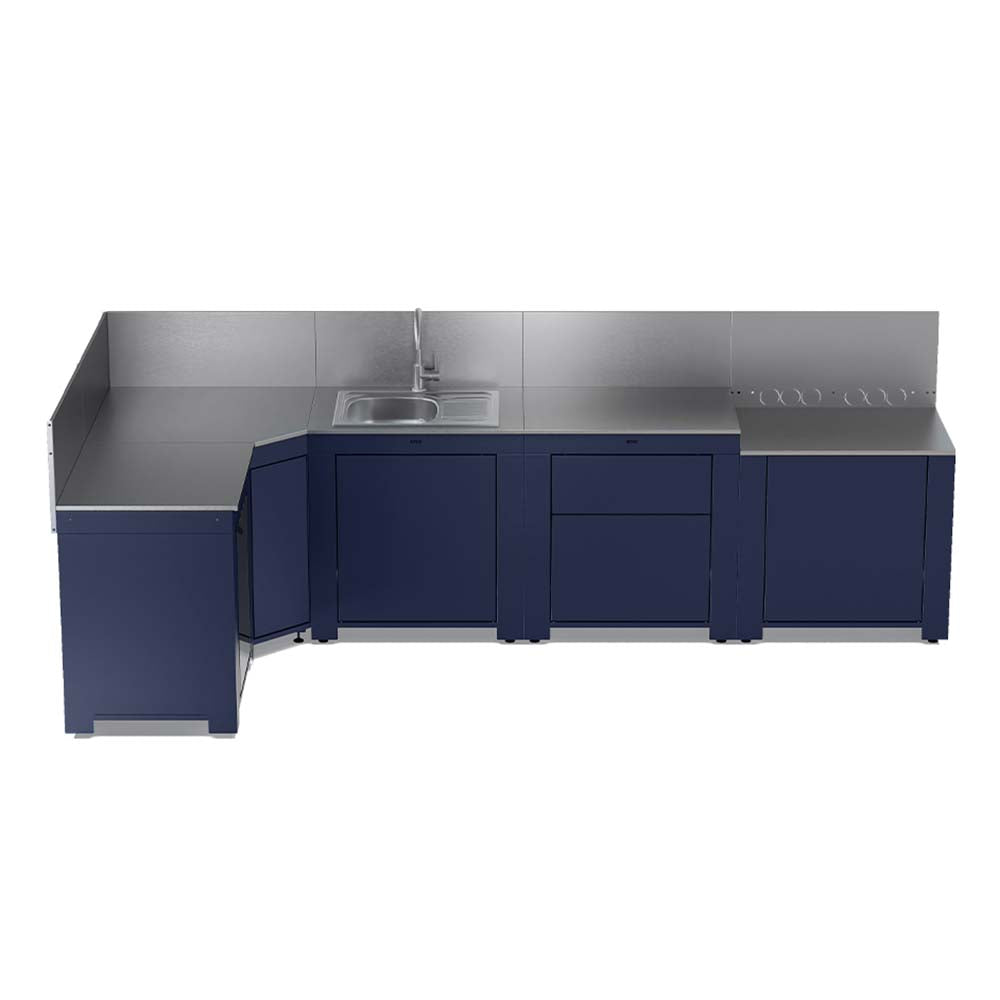 Cuisine COMFORT 5 Modules Bleu Navy - ENO cuisine d'été extérieure complète