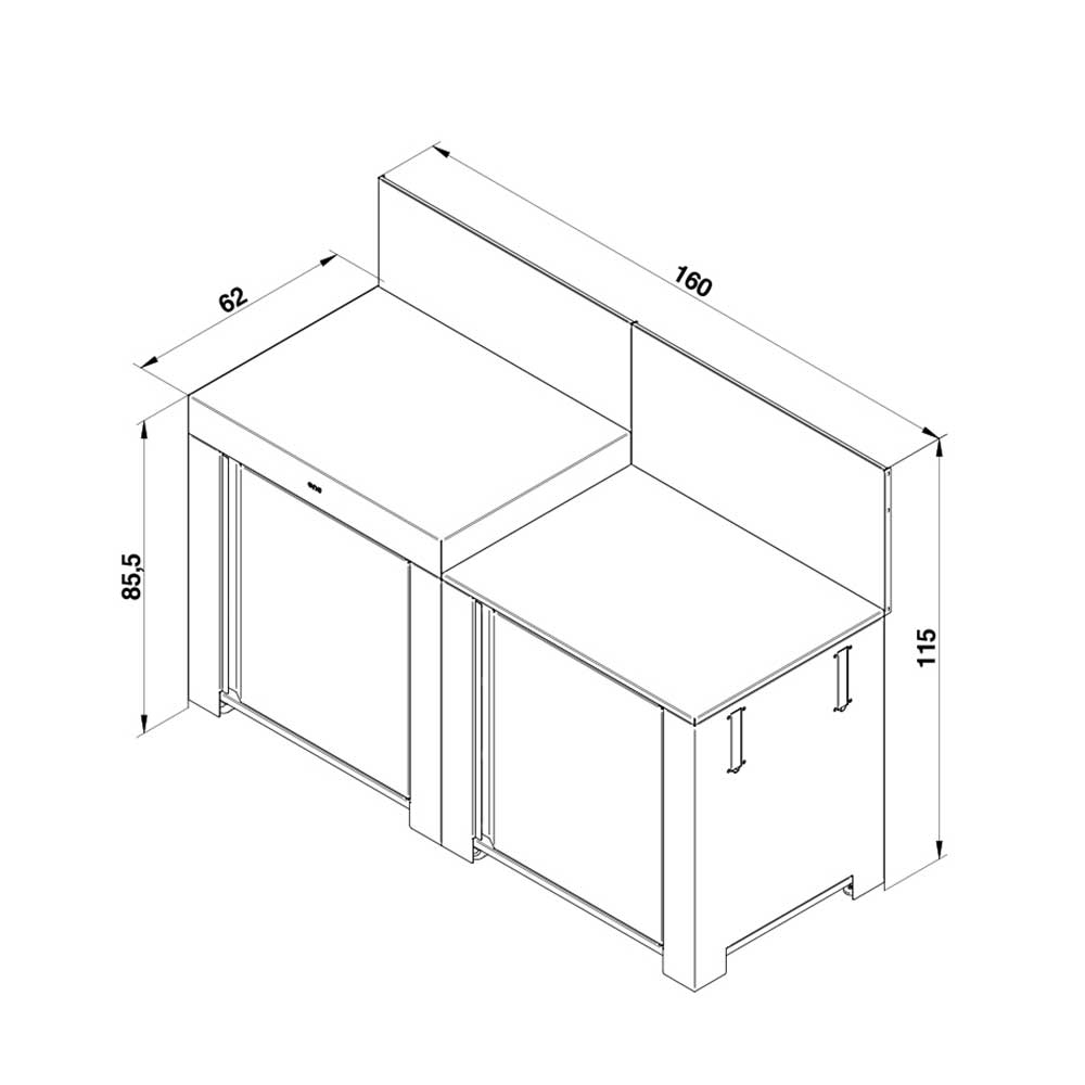 Cuisine Essential 2 Modules Gris Cargo - ENO