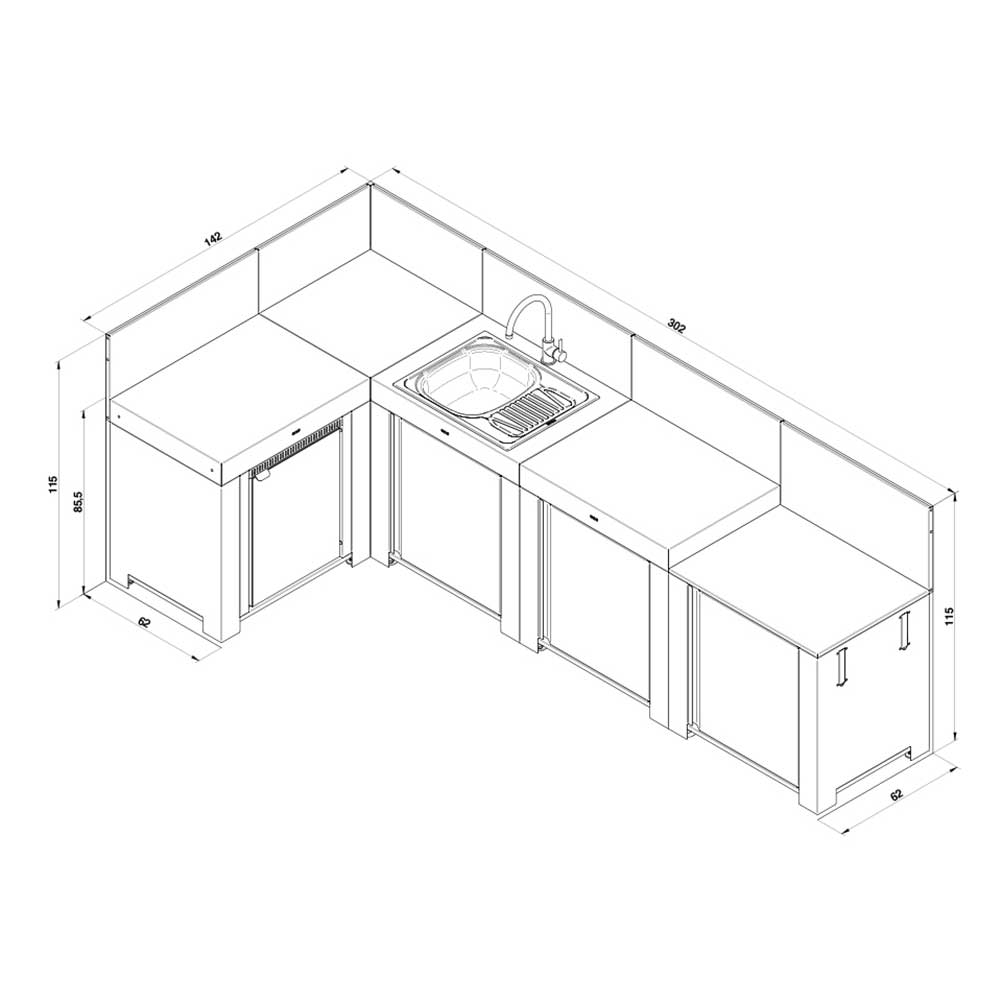 Cuisine Comfort 4 Modules Gris Cargo - ENO