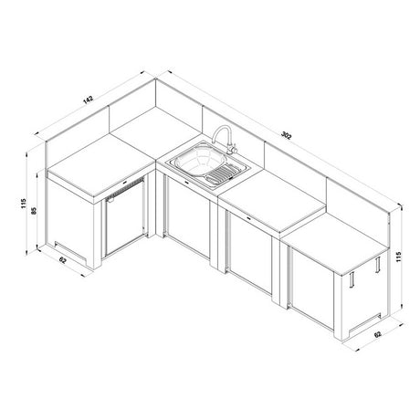 Cuisine Comfort 4 Modules Noir et Inox - ENO