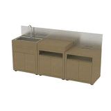 Cuisine 3 Eléments Taupe avec crédence inox - LE MARQUIER