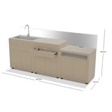Cuisine 3 Eléments Tiroir Taupe Crédence inox - LE MARQUIER super promotion