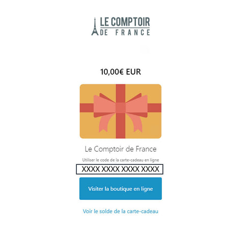 Email de la Carte-Cadeau du comptoir de France