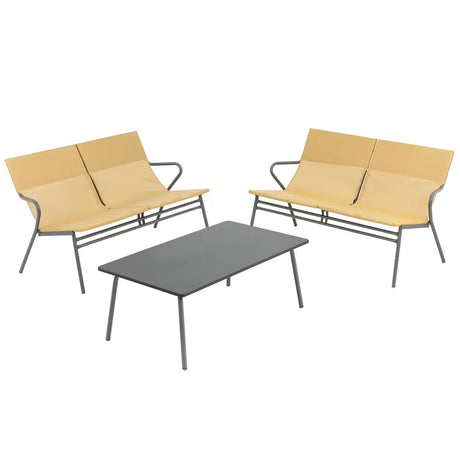 Ensemble table basse et 2 banquettes Jaune Safran - LAFUMA