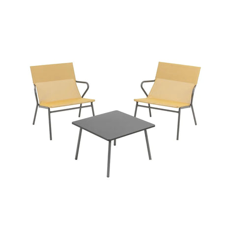 Ensemble table basse et 2 fauteuils Jaune Safran - LAFUMA