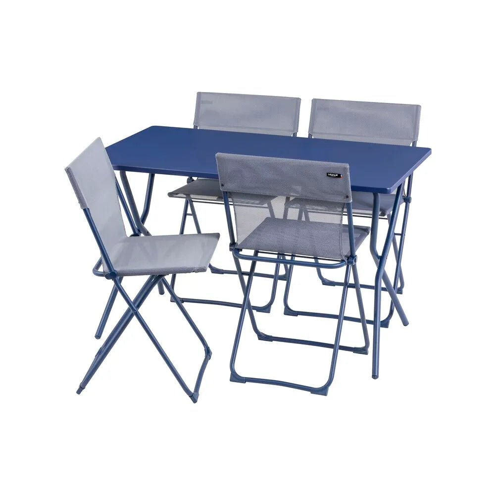 Salon de jardin Table de jardin 120x70x72cm pliante 4 chaises Balcony - LAFUMA bleu