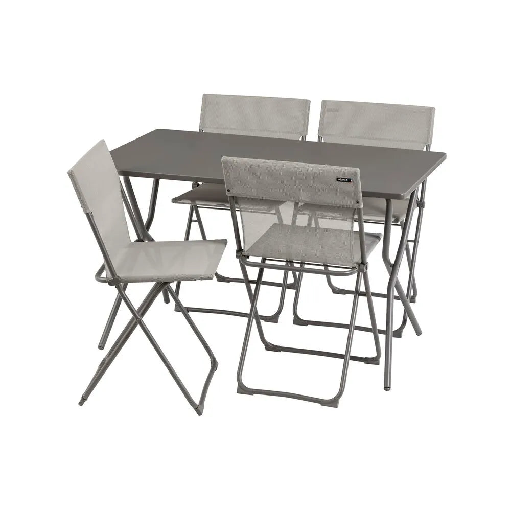 Salon de jardin Table de jardin 120x70x72cm pliante 4 chaises Balcony - LAFUMA gris terre