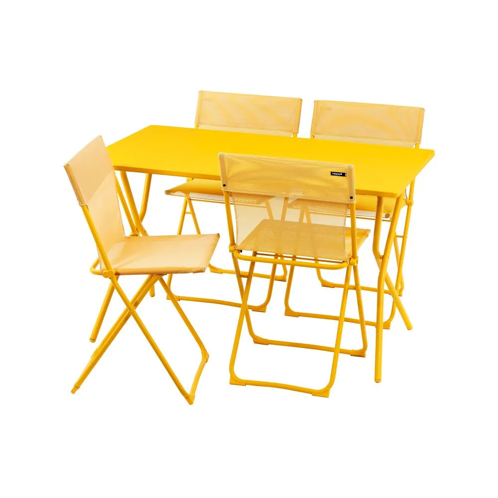 Salon de jardin Table de jardin 120x70x72cm pliante 4 chaises Balcony - LAFUMA jaune miel