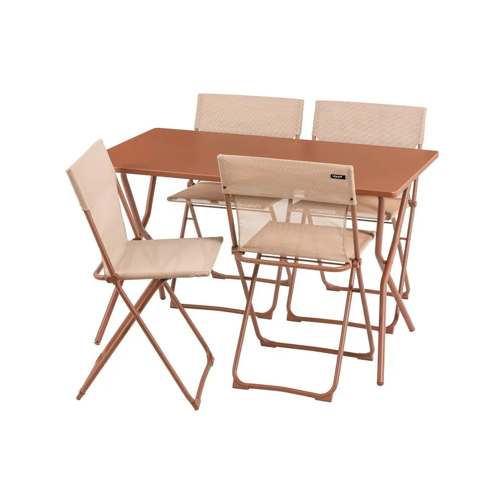 Salon de jardin Table de jardin 120x70x72cm pliante 4 chaises Balcony - LAFUMA orange