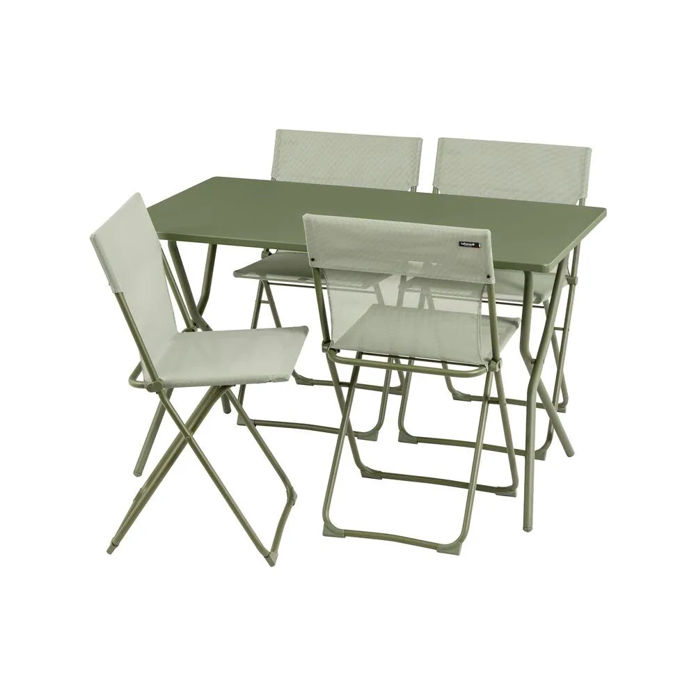 Salon de jardin Table de jardin 120x70x72cm pliante 4 chaises Balcony - LAFUMA vert moss