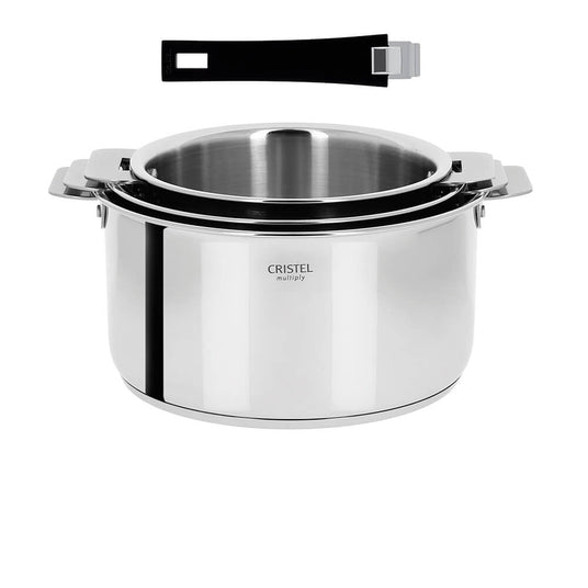 Lot 3 Casseroles inox Casteline Cristel avec 1 poignée Mutine Noir (ancienne collection) OFFERTE