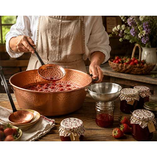 Ensemble Confiture avec Bassine Cuivre martelé Tous Feux Induction - BAUMALU en promotion