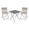 Ensemble table carrée Balcony II Lafuma 2 chaises pliantes mobilier jardin compact gris titane
