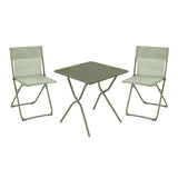 Ensemble table carrée Balcony II Lafuma 2 chaises pliantes mobilier extérieur compact vert moss