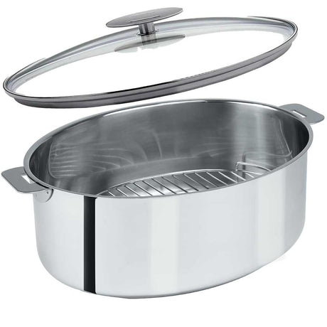 Faitout Ovale avec grille et couvercle Mutine Amovible - CRISTEL