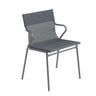 Fauteuil extérieur professionnel LAFUMA Horizon, toile Batyline Storm Grey et structure acier titane.