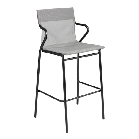 Fauteuil haut extérieur noir LAFUMA Horizon, toile Pearl.