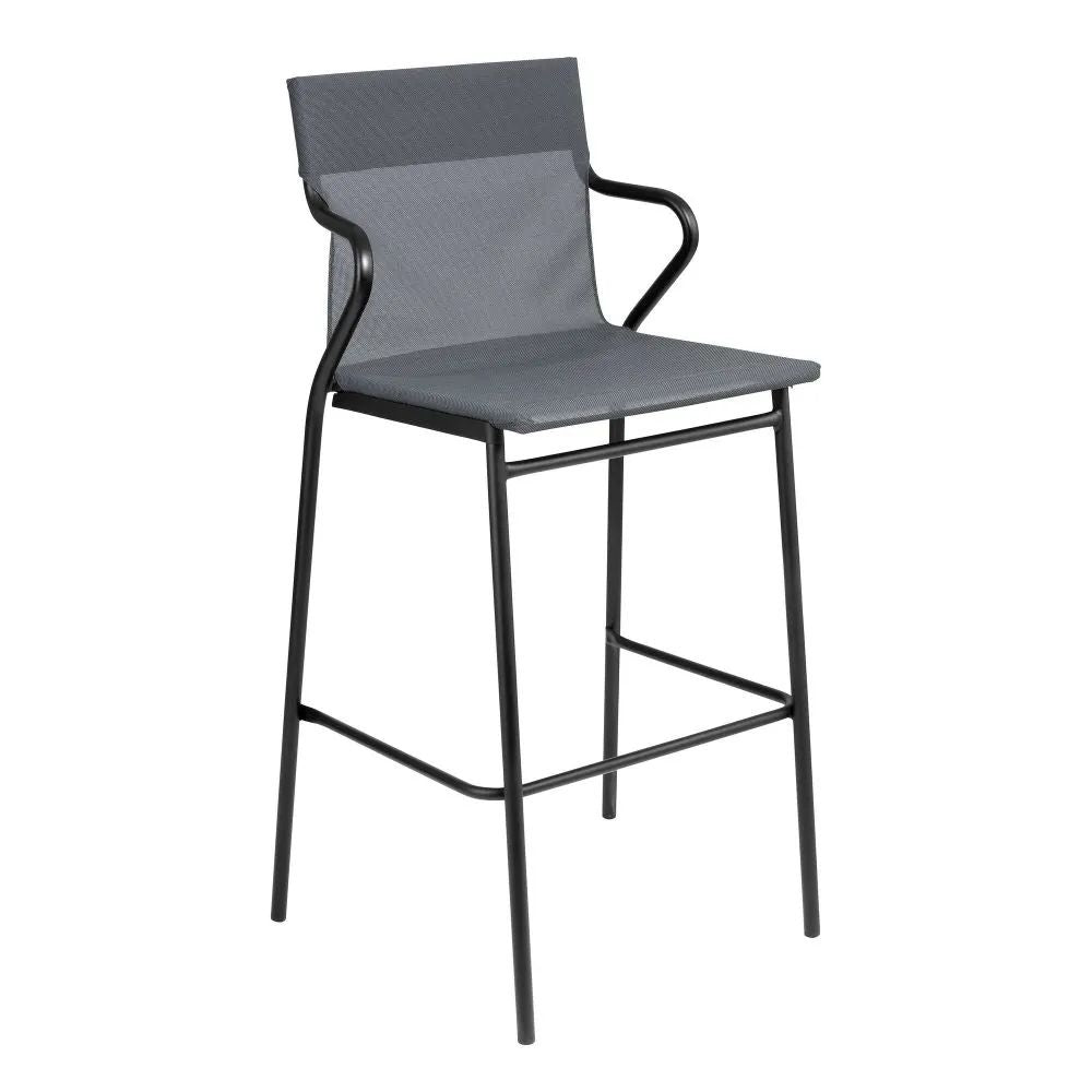 Fauteuil haut LAFUMA noir, toile Batyline Storm Grey.