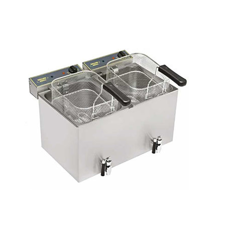 Friteuse électrique professionnelle double cuve 2 x 8 L avec vidange - ROLLER GRILL