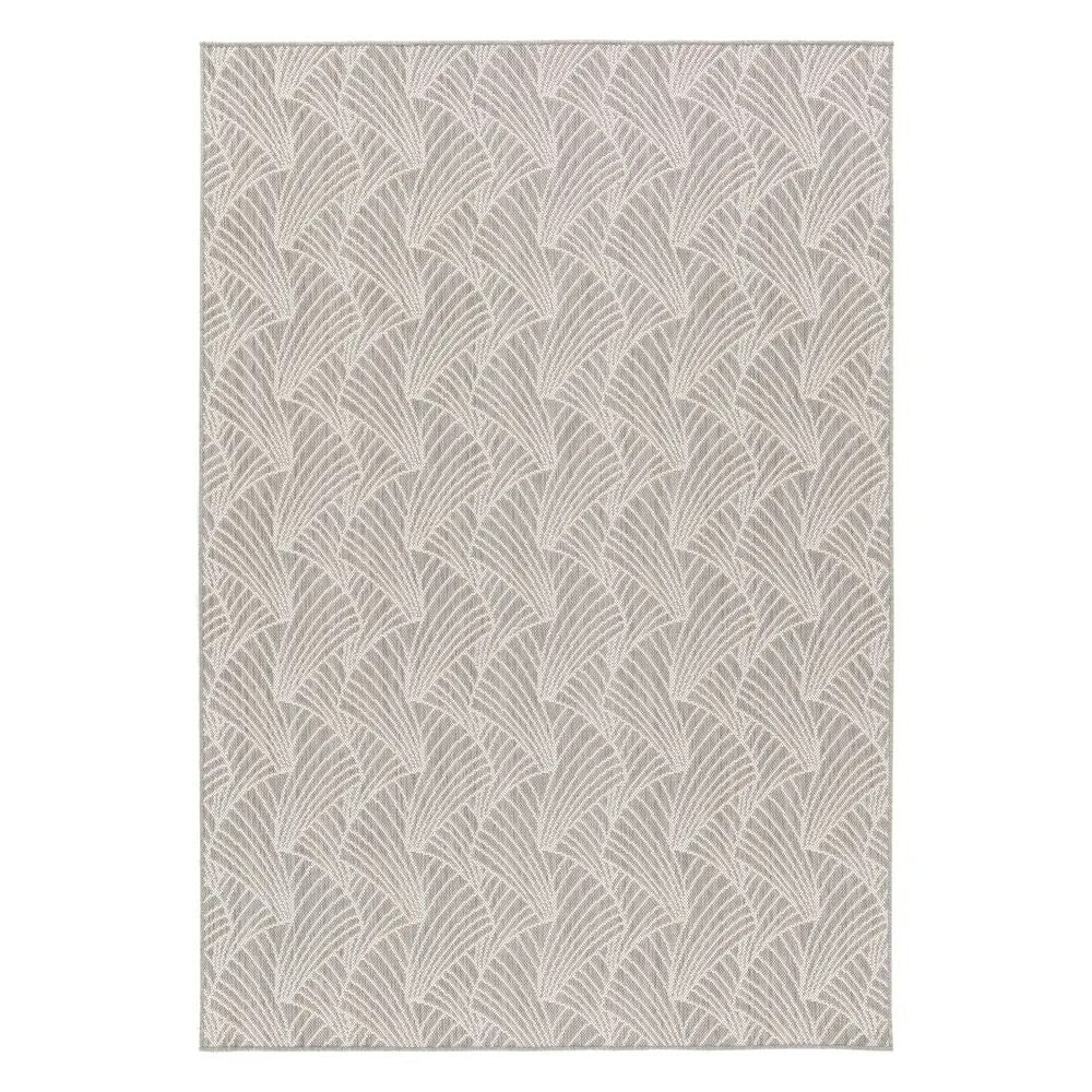Grand tapis Marsanne Eventail Gris Lafuma motif graphique gris et beige vue de dessus