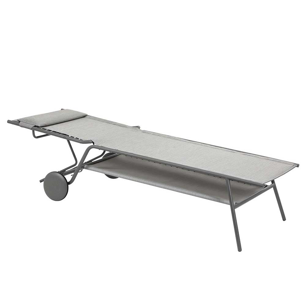 Lit bain de soleil Miami II toile Batyline DUO Assise haute - LAFUMA galet allongé pliant