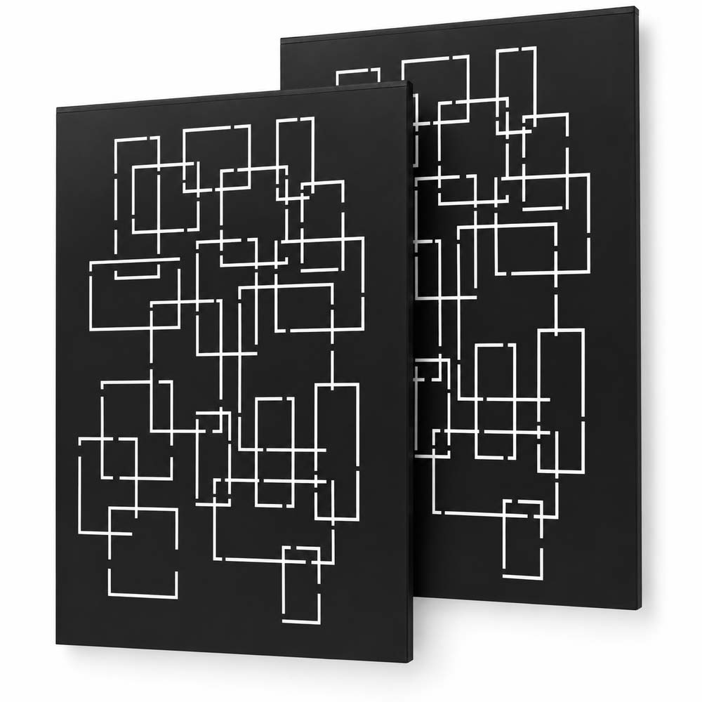 Lot de 2 plaques murales Géométrie noire - LE MARQUIER