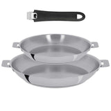 Lot de 2 Poêles inox Mutine poignée amovible OFFERTE - CRISTEL