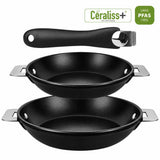 Lot 2 poêles Cookway Céramique avec poignée amovible – CRISTEL