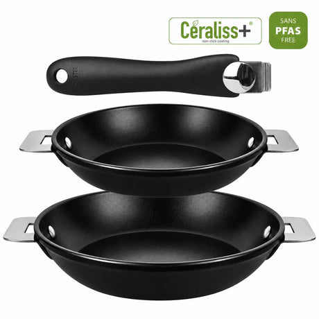 Lot 2 poêles Cookway Céramique avec poignée amovible – CRISTEL