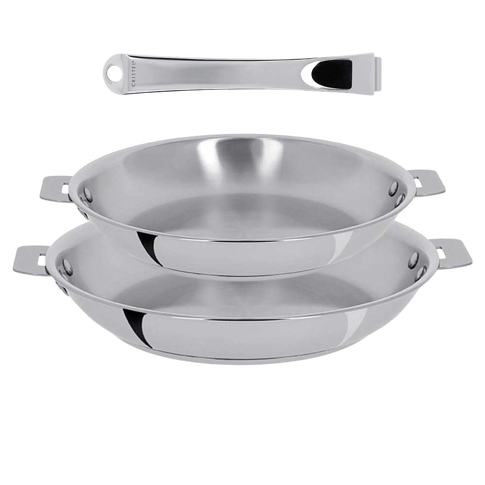 Lot de 2 Poêles inox Casteline poignée amovible OFFERTE - CRISTEL