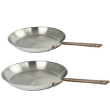 Lot de 2 Poêles Inox Brossé Poignée Cuivrée - CRISTEL