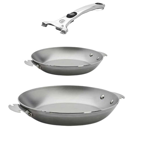 Lot 2 Poêles acier MINERAL B LOQY 24cm et 28cm Poignée incluse - DE BUYER