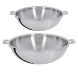 Lot de 2 Woks inox Casteline poignée amovible - CRISTEL