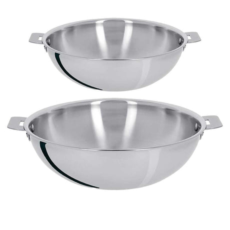 Lot de 2 Woks inox Casteline poignée amovible - CRISTEL
