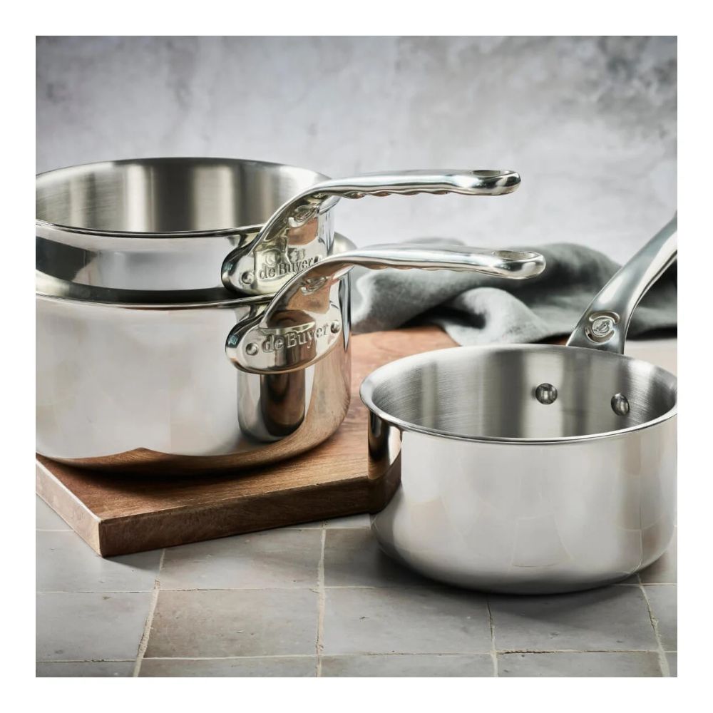 Lot de 3 casseroles Affinity DE BUYER en inox multicouche 5 plis avec poignées rivetées en fonte d'inox
