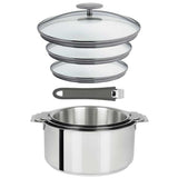 Lot 3 Casseroles inox Mutine avec Poignée et Couvercles - CRISTEL couleur gris