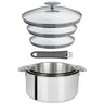 Lot 3 Casseroles inox Mutine avec Poignée et Couvercles - CRISTEL couleur gris