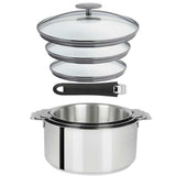 Lot 3 Casseroles inox Mutine avec Poignée et Couvercles - CRISTEL couleur noir