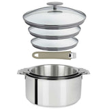 Lot 3 Casseroles inox Mutine avec Poignée et Couvercles - CRISTEL couleur taupe