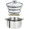 Lot 3 Casseroles inox Mutine avec Poignée et Couvercles - CRISTEL couleur taupe