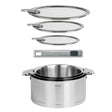 Lot de 3 Casseroles inox STRATE avec couvercles - CRISTEL