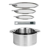 Lot de 3 Casseroles inox STRATE avec couvercles - CRISTEL